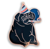 Party Pug Black Hard Enamel Pin