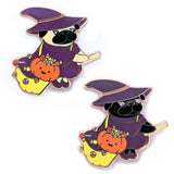 Witchy Pug Hard Enamel Pins benefitting Tiny Paws Pug Rescue