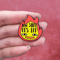 Lit Calcifer Hard Enamel Pin